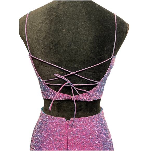 Vintage Alyce Maxi Gown Dress Sz 4 Purple Y2K Goth Whimsigoth 90S Beaded Lace Up - Picture 5 of 16